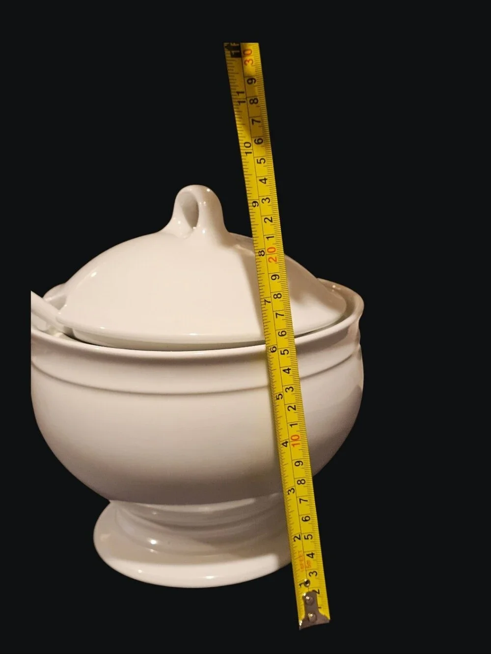 Crate & Barrel Large Ceramic Soup/Gravy Tureen with Ladle and Lid